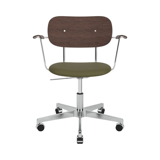 Audo Copenhagen Co Task Chair kontorstol, polstret sete, med armlener, polert aluminium. Velg tekstil og rygg