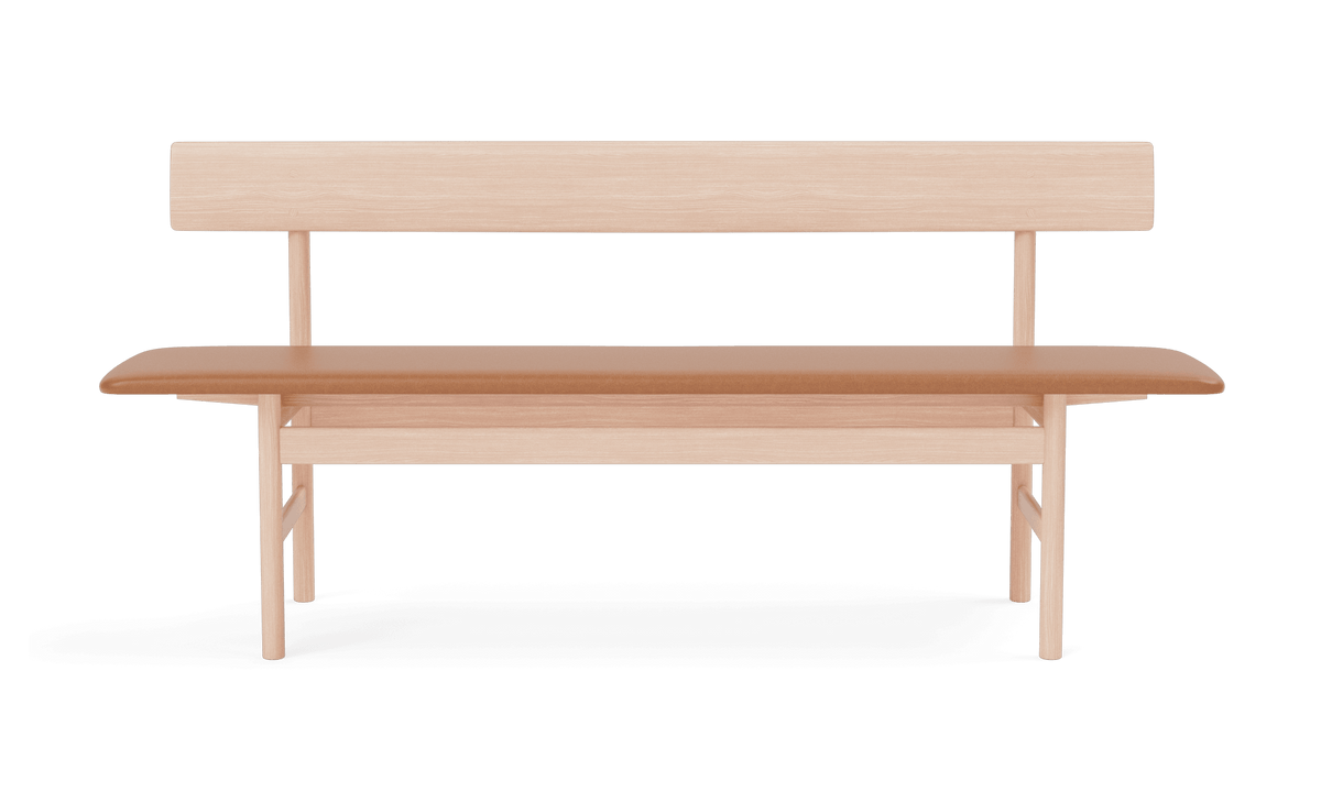 Fredericia The Mogensen Bench med rygg – Eik lys olje. Velg tekstil.