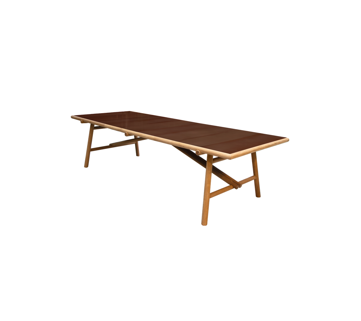 Cane-line Sticks spisebord 280×100 cm – Teak / Burgundy, glasert stein m/fliser