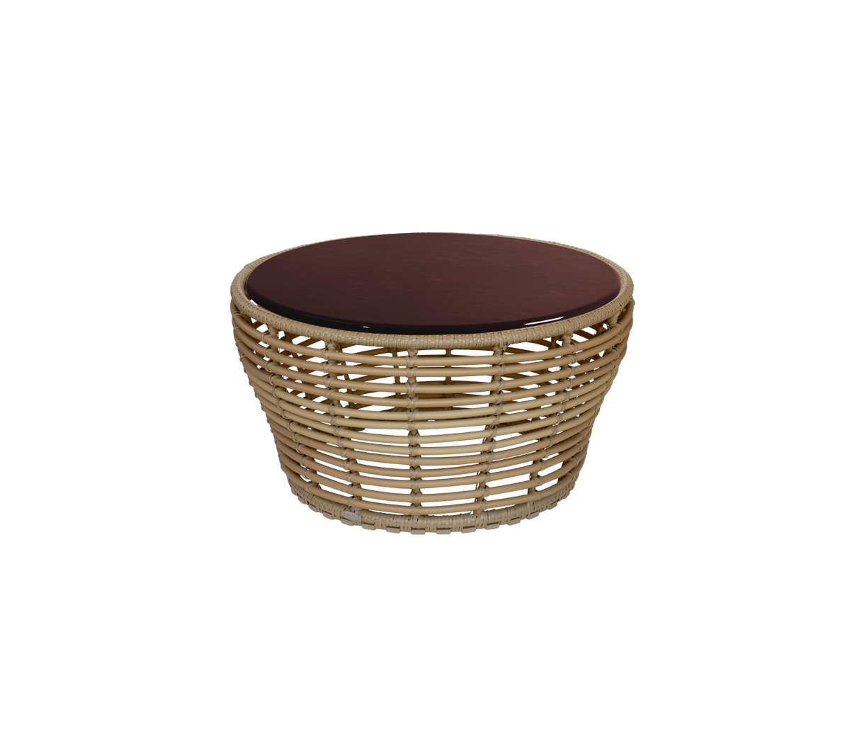 Cane-line Basket sofabord medium – Natural, braid Weave / Burgundy, glasert lavastein