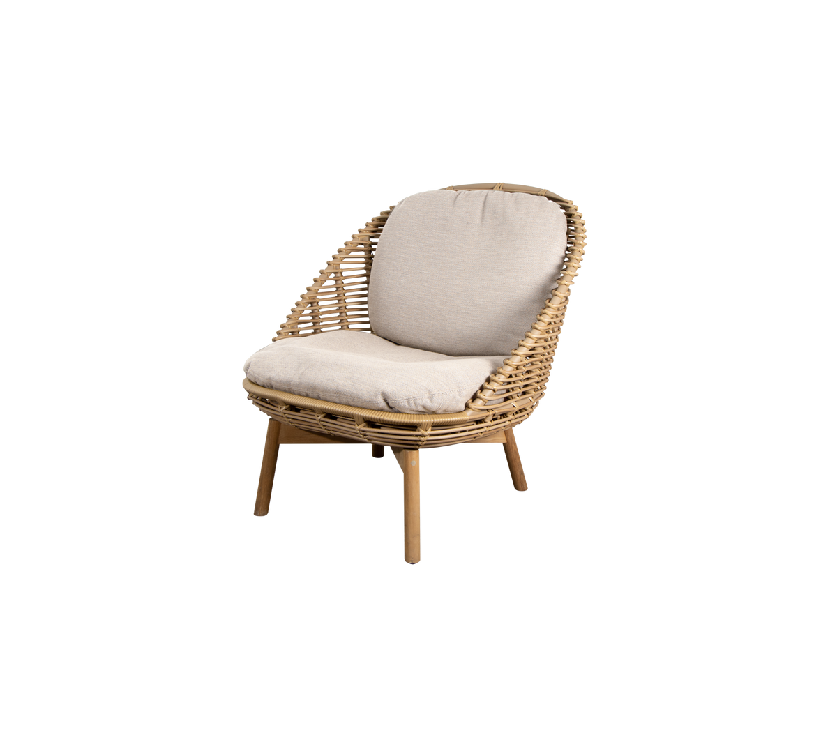 Cane-line Hive loungestol, teak – Natural, large round sticks Weave m/teak / Sand, AirTouch m/QuickDry & Airflow