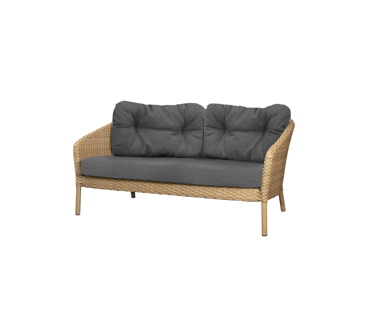 Cane-line Ocean Large 2-seter sofa – Natural, large flat peel Weave / Grey, AirTouch m/QuickDry & Airflow