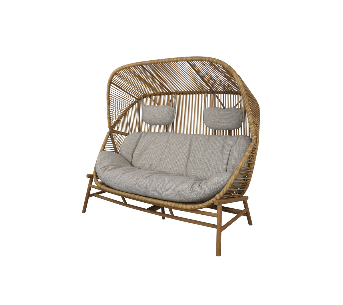 Cane-line Hive 2-seter sofa, teak – Natural, small round core Weave / Teak / Light brown, Rise m/QuickDry & Airflow