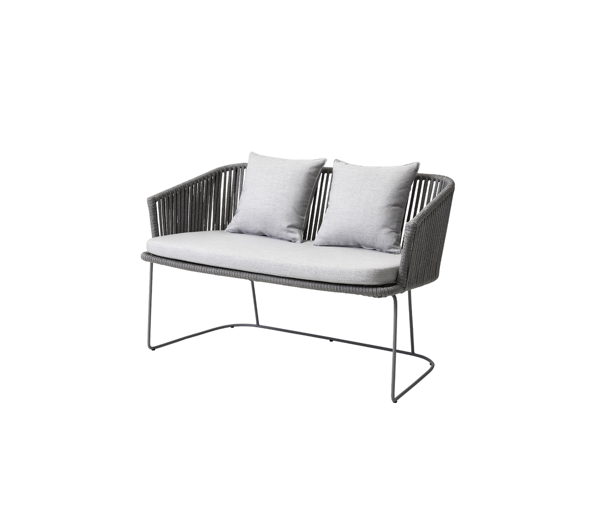 Cane-line Moments benk m/putesett, grey Soft Rope