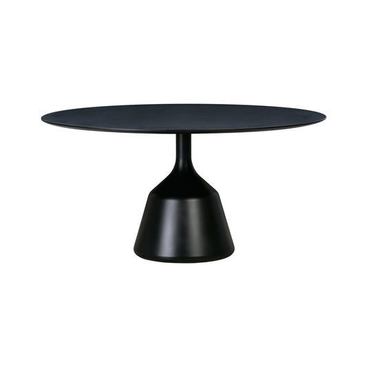 Wendelbo Coin spisebord Ø150 cm – Svartbeiset eikefinér, svart understell