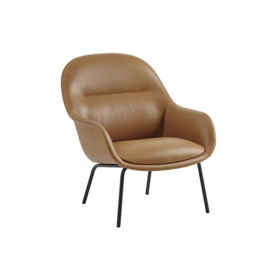 Muuto Fiber Lounge Armchair loungestol med armlener og rørunderstell. Velg tekstil