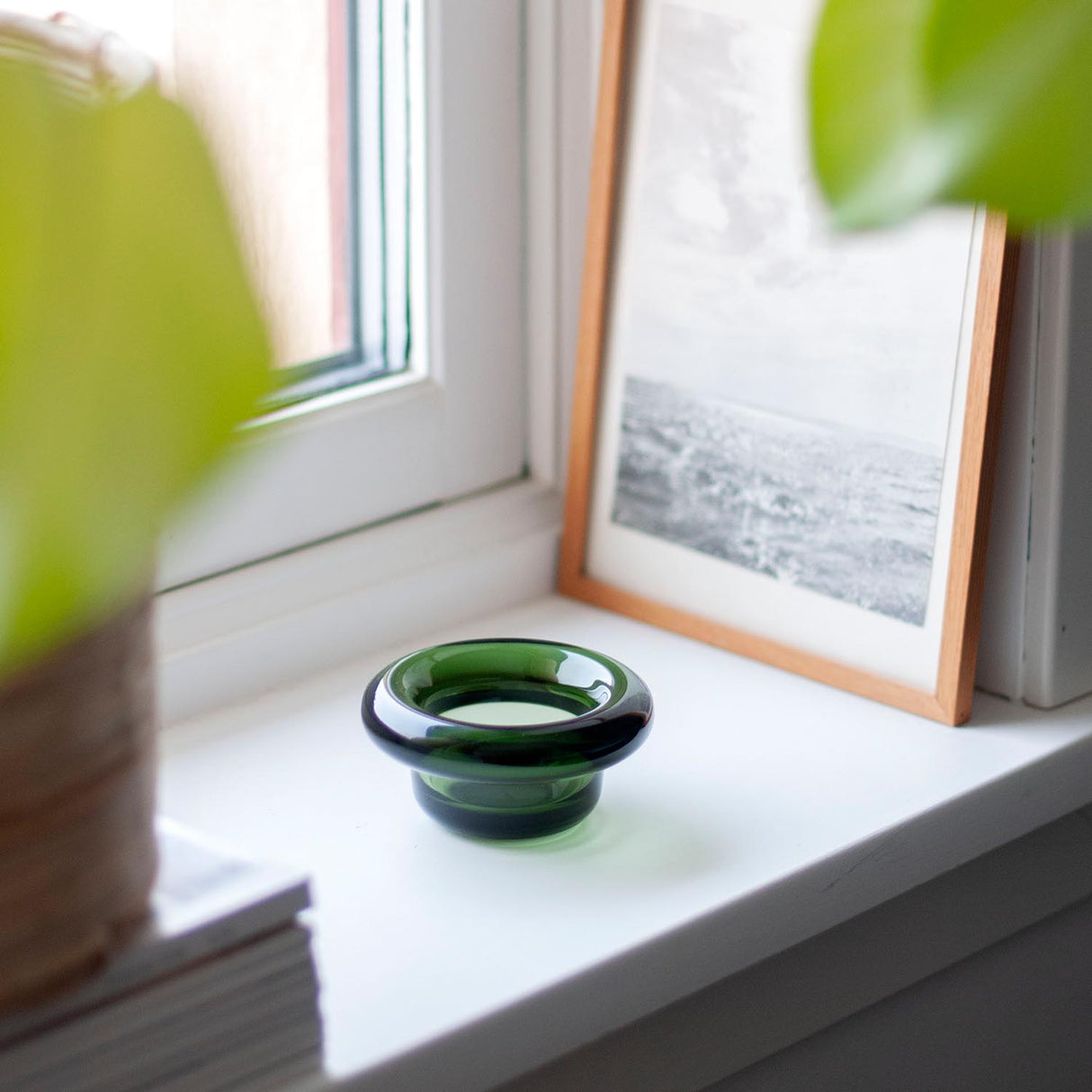 Nedre Foss Sirkel telysholder, grønn.