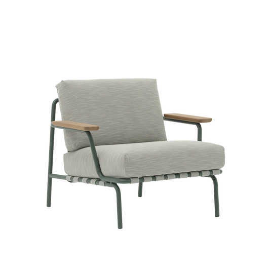 Muuto Settle utendørs lenestol med armlener. Velg tekstil