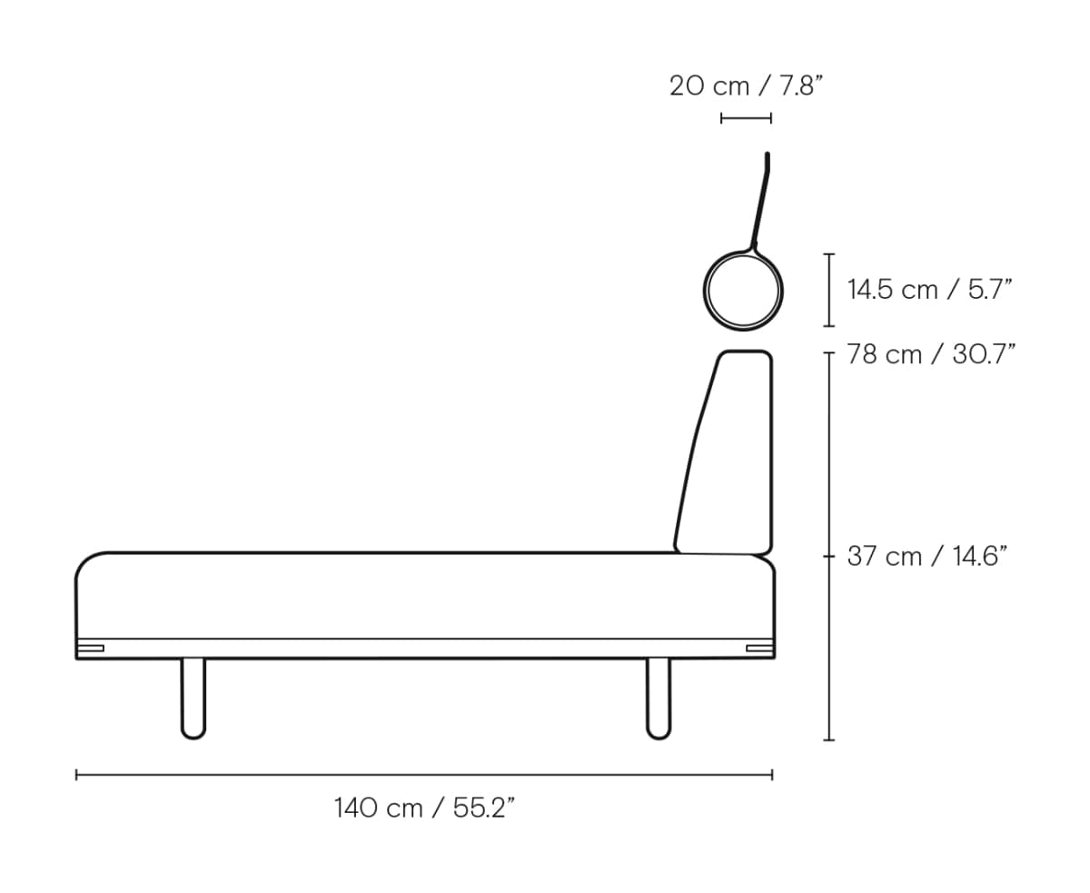 Carl Hansen CU BM0865 ryggpute 70 cm til dagseng – måltegning