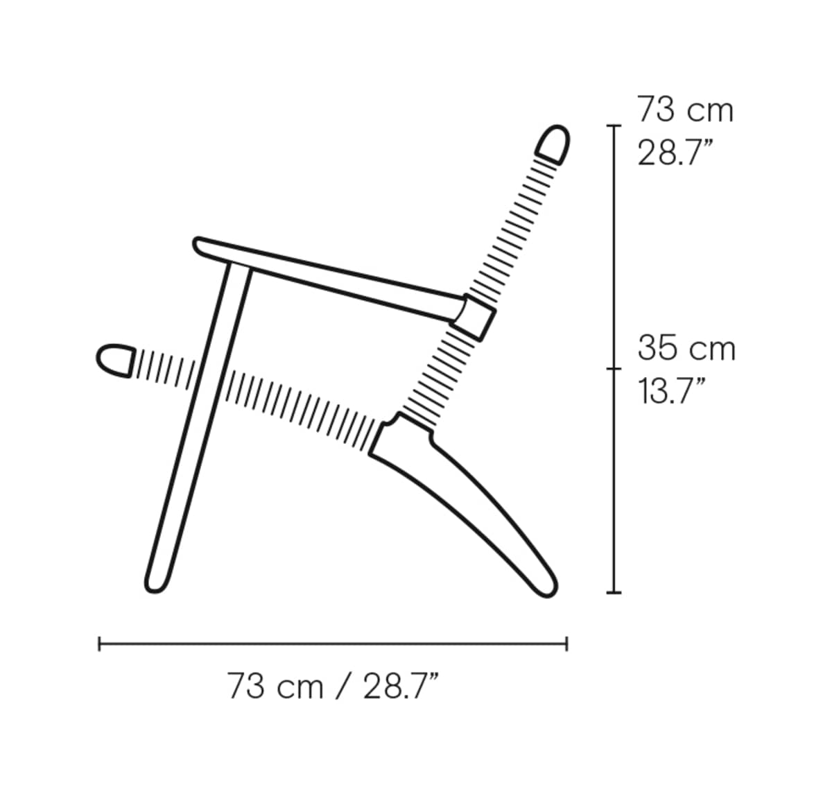 Carl Hansen CH25 lenestol – måltegning fra siden