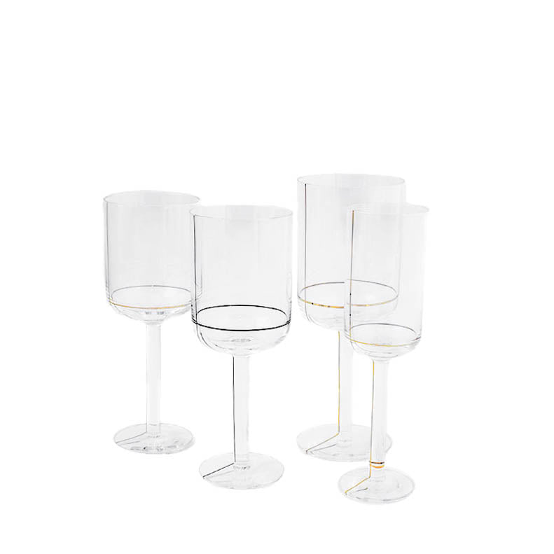 HAY Colour Red Wine Glass with Gold Lines
