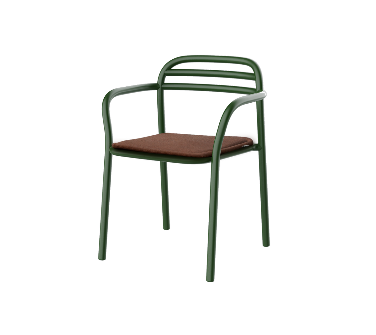 Cane-line Bliss spisestol m/armlener – Dark green, aluminium / Desert red, Delight m/QuickDry & Airflow