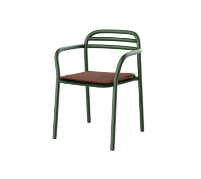 Cane-line Bliss spisestol m/armlener – Dark green, aluminium / Desert red, Delight m/QuickDry & Airflow
