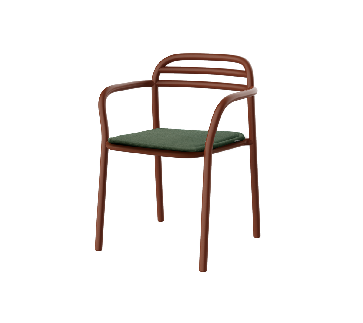 Cane-line Bliss spisestol m/armlener – Desert red, aluminium / Light green, Delight m/QuickDry & Airflow