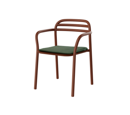 Cane-line Bliss spisestol m/armlener – Desert red, aluminium / Light green, Delight m/QuickDry & Airflow