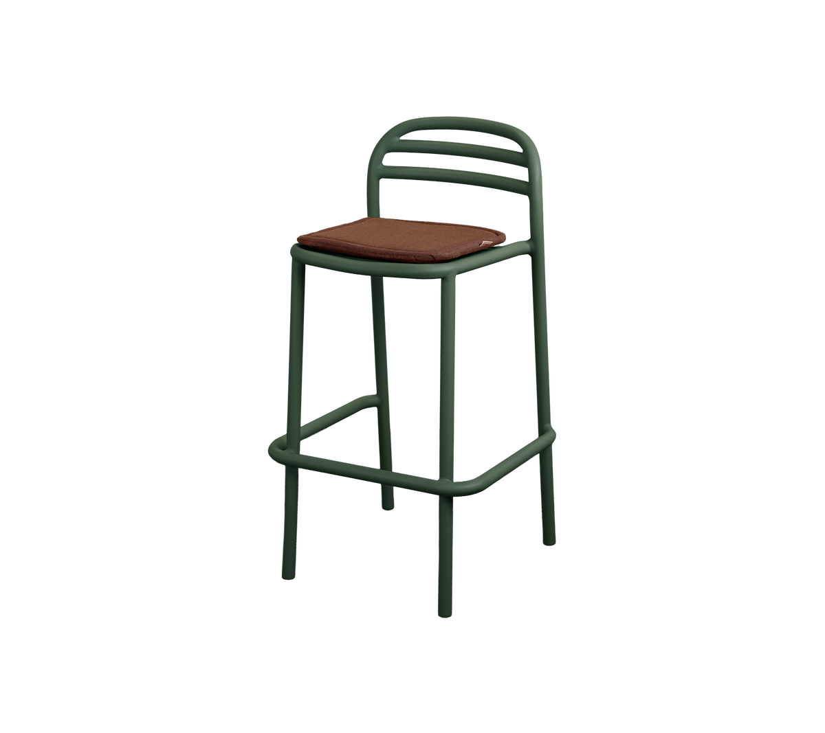Cane-line Bliss barstol – Dark green, aluminium / Desert red, Delight m/QuickDry & Airflow