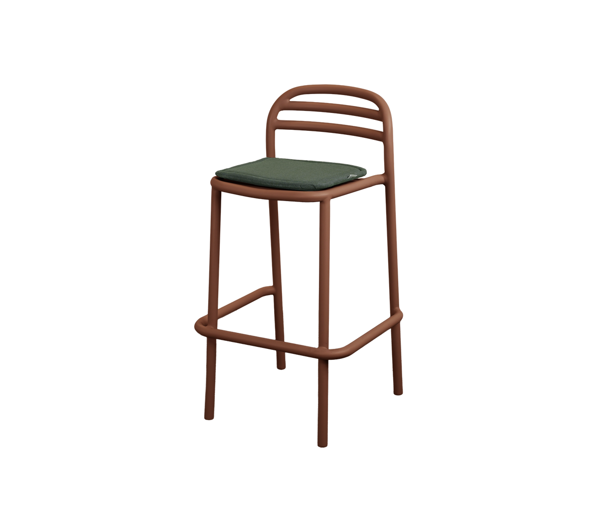 Cane-line Bliss barstol – Desert red, aluminium / Light green, Delight m/QuickDry & Airflow