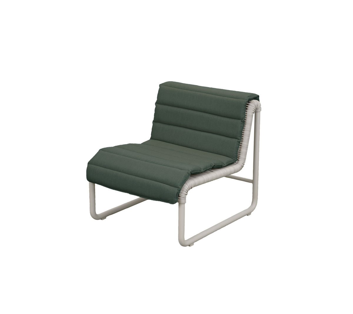 Cane-line Al Dente loungestol – Sand small round core Weave m/sand aluminium / Light green, Delight m/QuickDry & Airflow