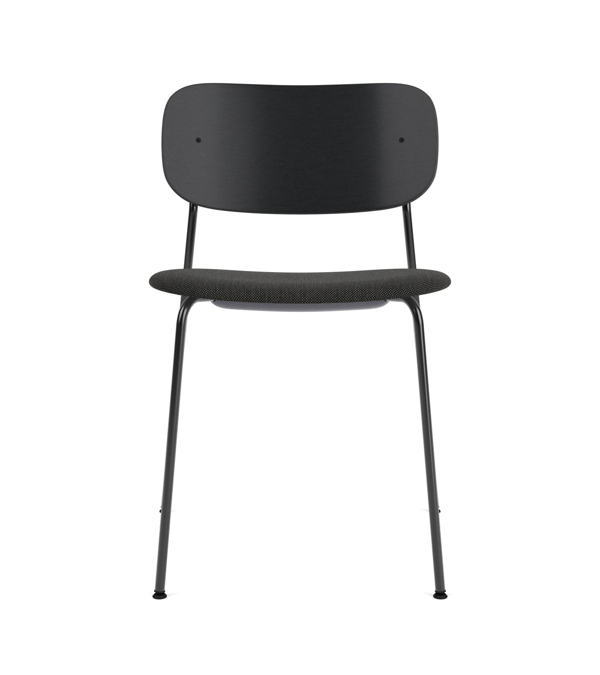 Audo Copenhagen Co Dining Chair spisestol, polstret sete, med armlener, sort stål. Velg tekstil og rygg