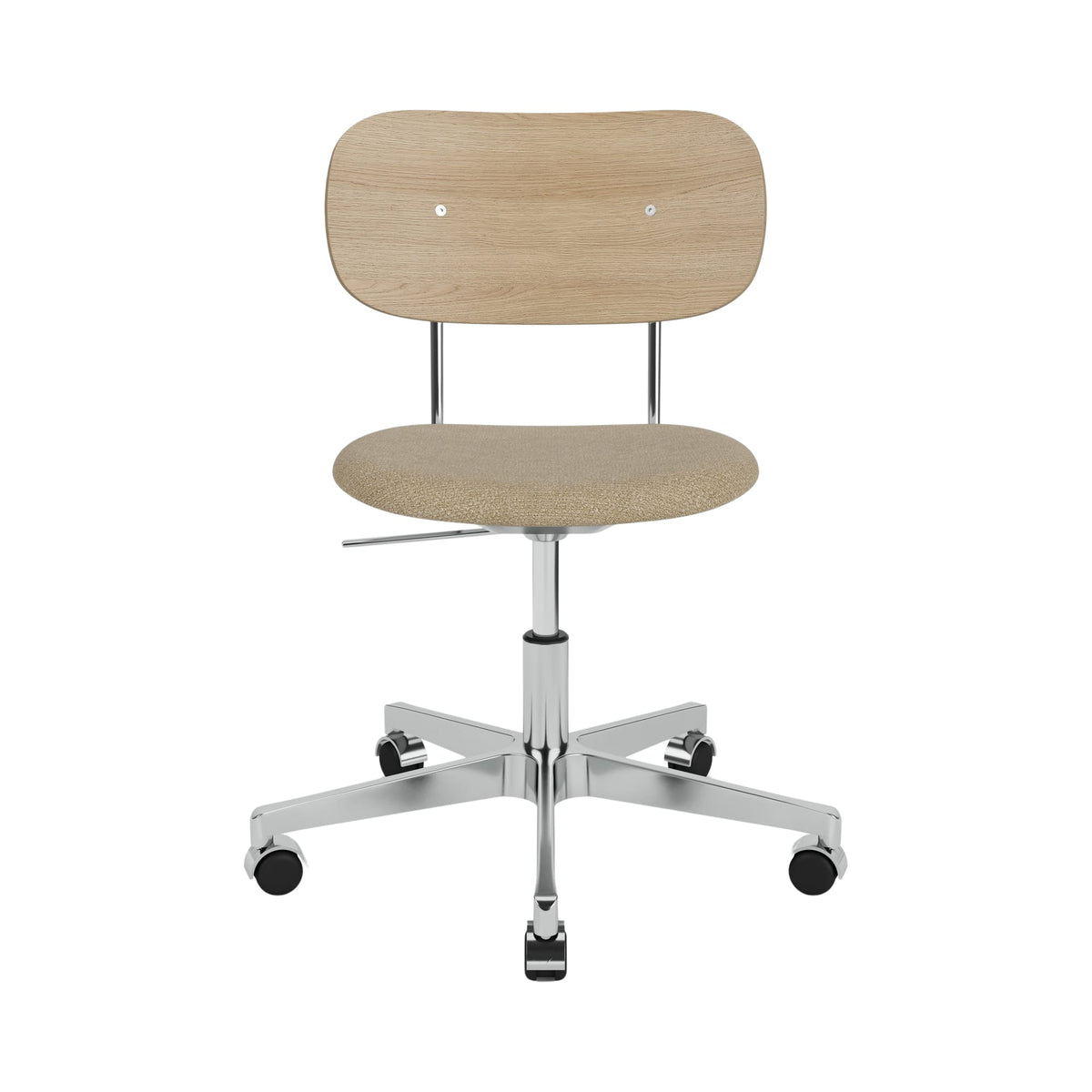 Audo Copenhagen Co Task Chair kontorstol, polstret sete, uten armlener, polert aluminium. Velg tekstil og rygg