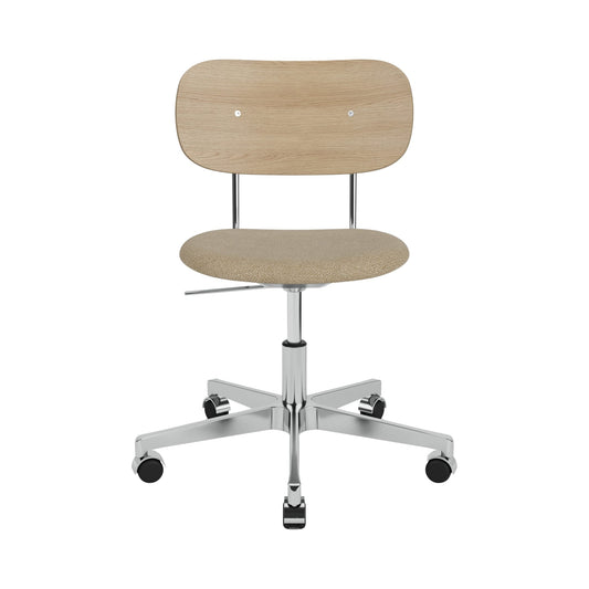 Audo Copenhagen Co Task Chair kontorstol, polstret sete, uten armlener, polert aluminium. Velg tekstil og rygg