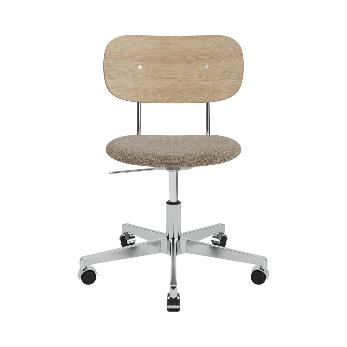 Audo Copenhagen Co Task Chair kontorstol, polstret sete, uten armlener, polert aluminium. Velg tekstil og rygg