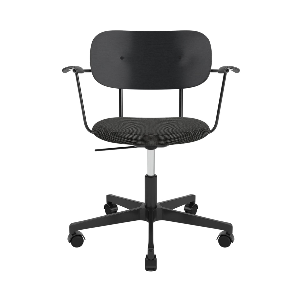 Audo Copenhagen Co Task Chair kontorstol, polstret sete, med armlener, polert aluminium. Velg tekstil og rygg