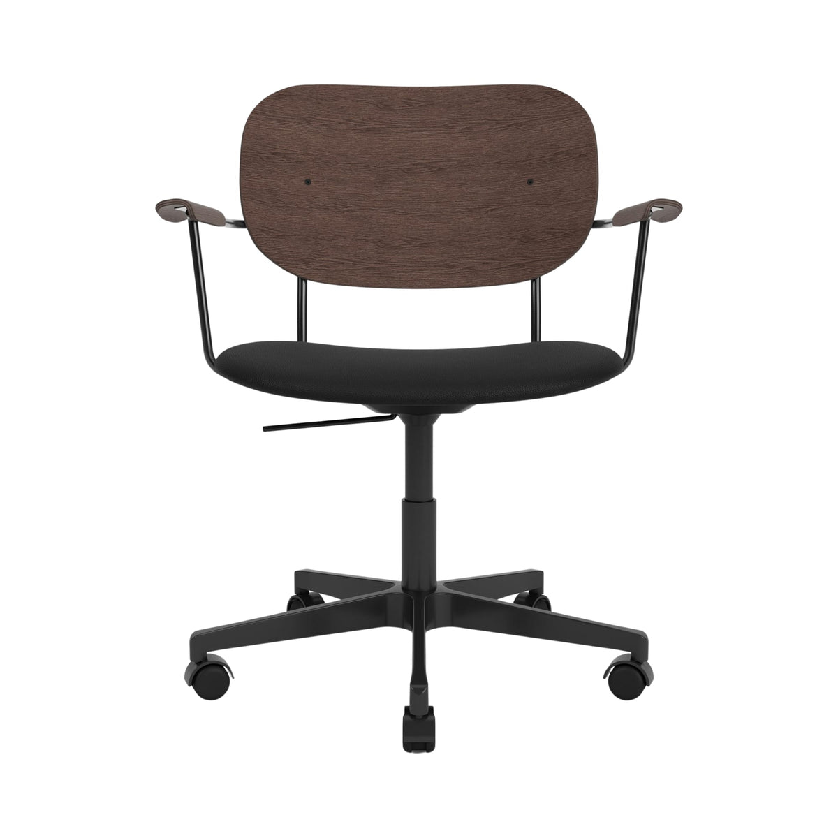 Audo Copenhagen Co Task Chair kontorstol, polstret sete, med armlener, sort aluminium. Velg tekstil og rygg