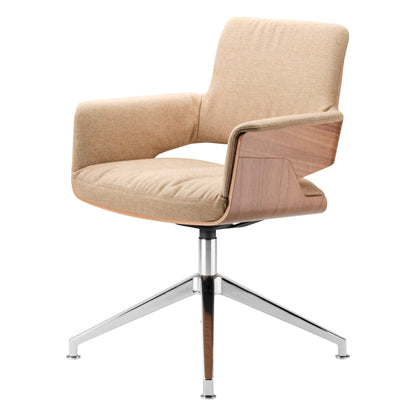 Thonet S 847 PVDW konferansestol i beige stoff
