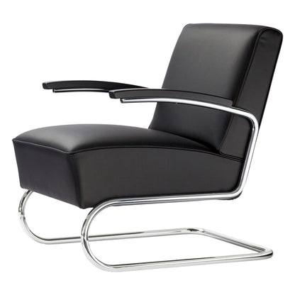 Thonet S 411 lenestol i svart lær