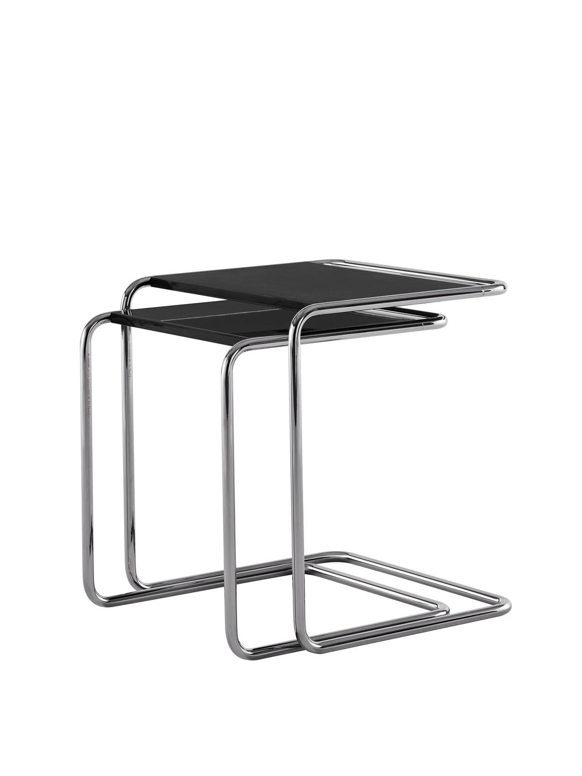 Thonet B 97 sidebordsett – JS . THONET (Jil Sander) – B 97 Set SERIOUS 01 – sidebordsett, bordplate graphite black i høyglans, blank titan