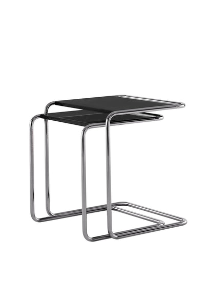 Thonet B 97 sidebordsett – JS . THONET (Jil Sander) – B 97 Set SERIOUS 01 – sidebordsett, bordplate graphite black i høyglans, blank titan