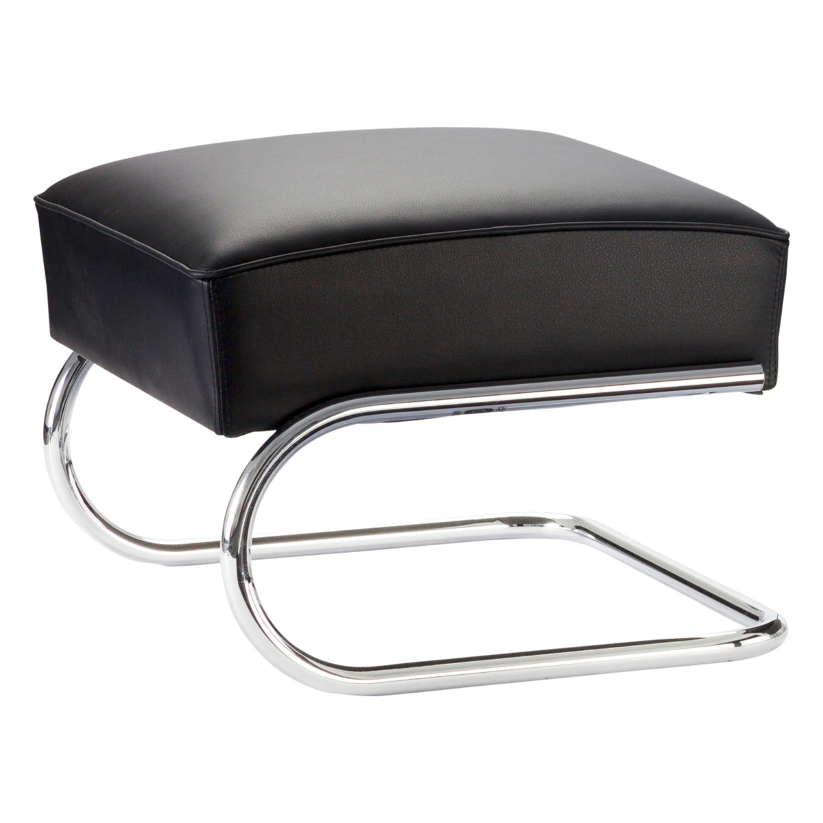 Thonet S 411 H fotskammel i svart lær