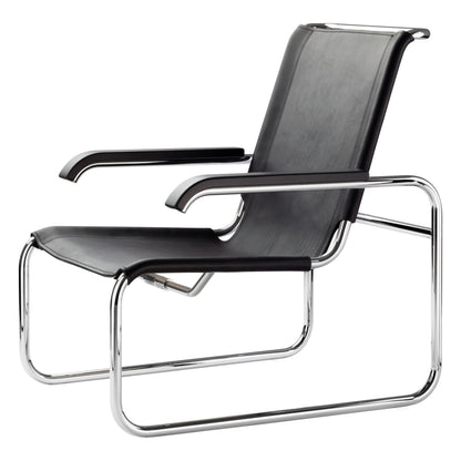 Thonet S 35 L lenestol i svart lær
