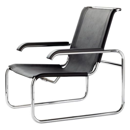 Thonet S 35 L lenestol i svart lær