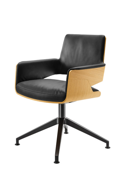 Thonet S 847 PVDW i svart lær