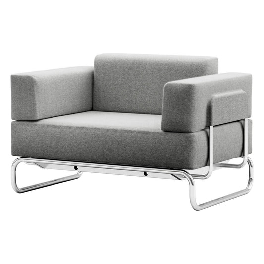 Thonet S 5001/C001 lenestol i grått stoff