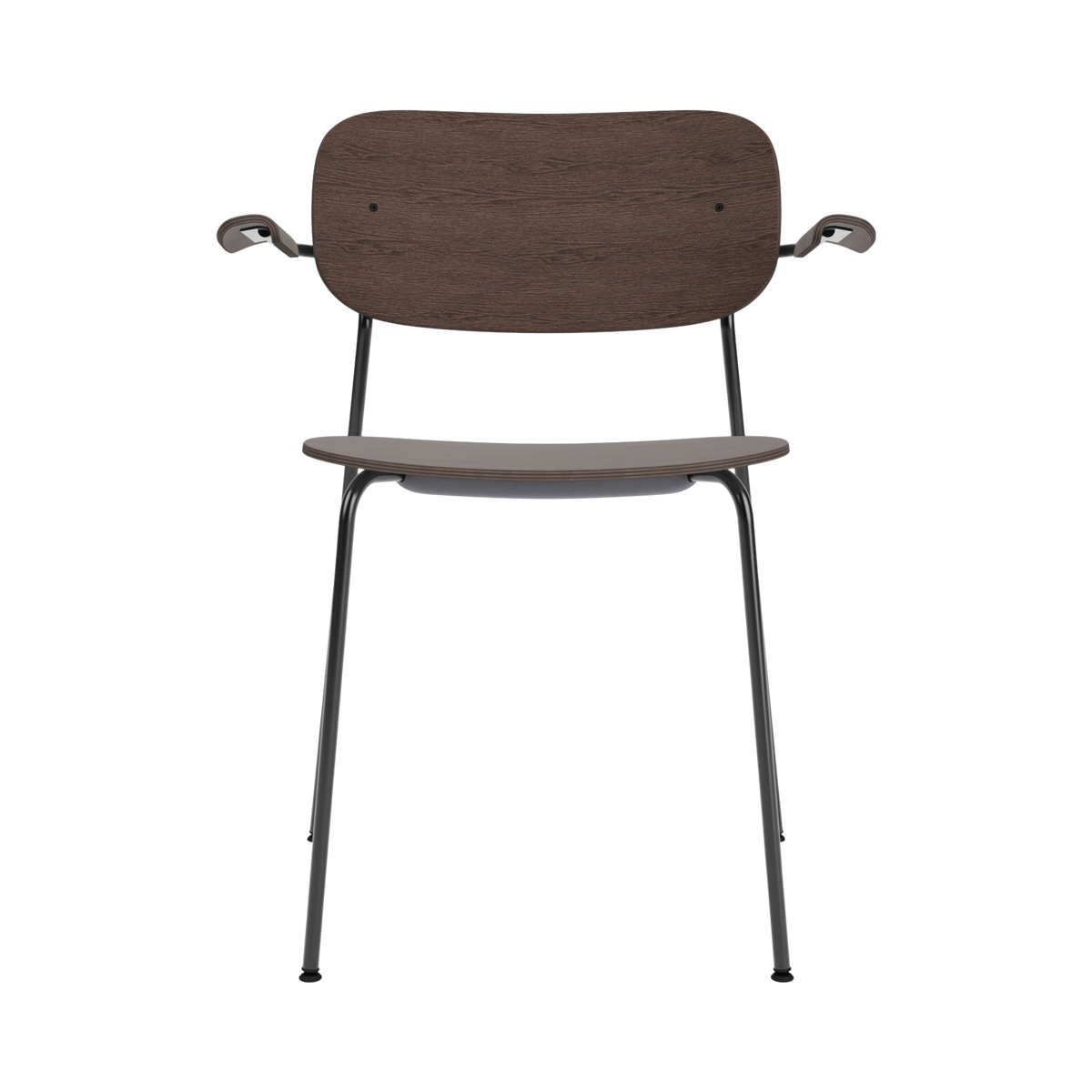 Audo Copenhagen Co Dining Chair spisestol, polstret sete, med armlener, sort stål. Velg tekstil og rygg