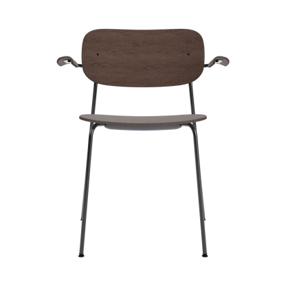 Audo Copenhagen Co Dining Chair spisestol, polstret sete, med armlener, sort stål. Velg tekstil og rygg