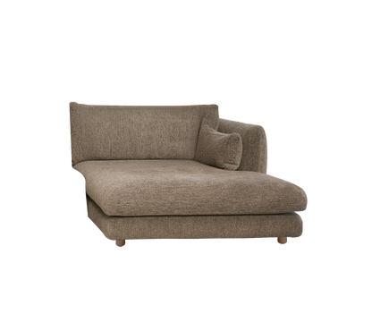 Cane-line Bloom sjeselongmodul venstre m/teakbein, 124×170 cm – Taupe, Flair/Kimi
