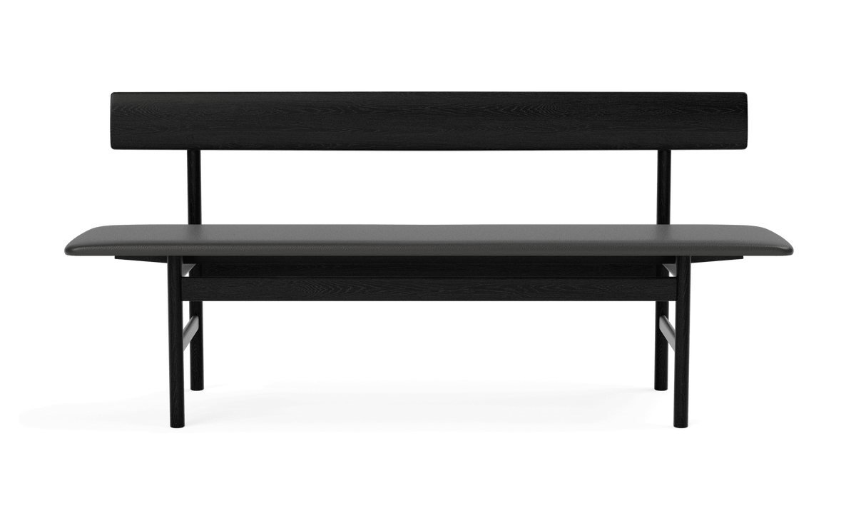 Fredericia The Mogensen Bench med rygg – Sortlakkert eik. Velg tekstil.