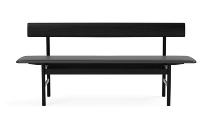 Fredericia The Mogensen Bench med rygg – Sortlakkert eik. Velg tekstil.