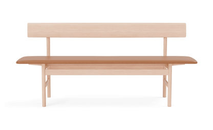 Fredericia The Mogensen Bench med rygg – Eik lys olje. Velg tekstil.