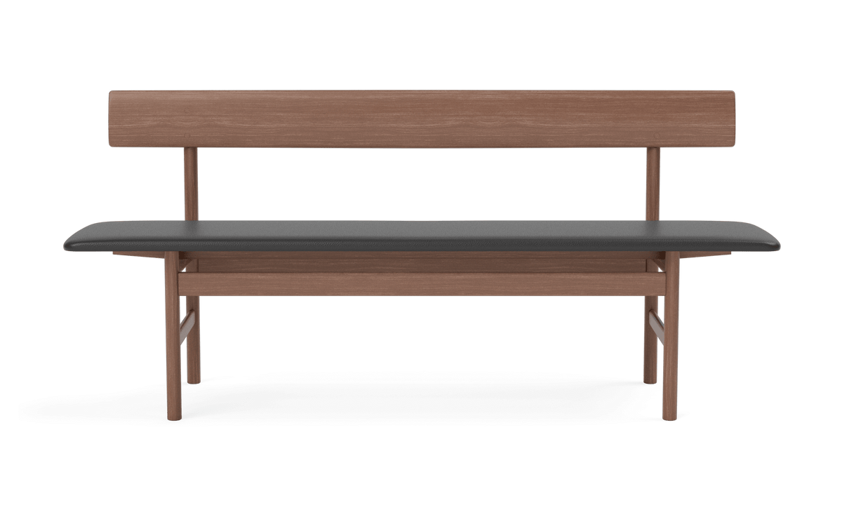 Fredericia The Mogensen Bench med rygg – Røkt eik olje. Velg tekstil.