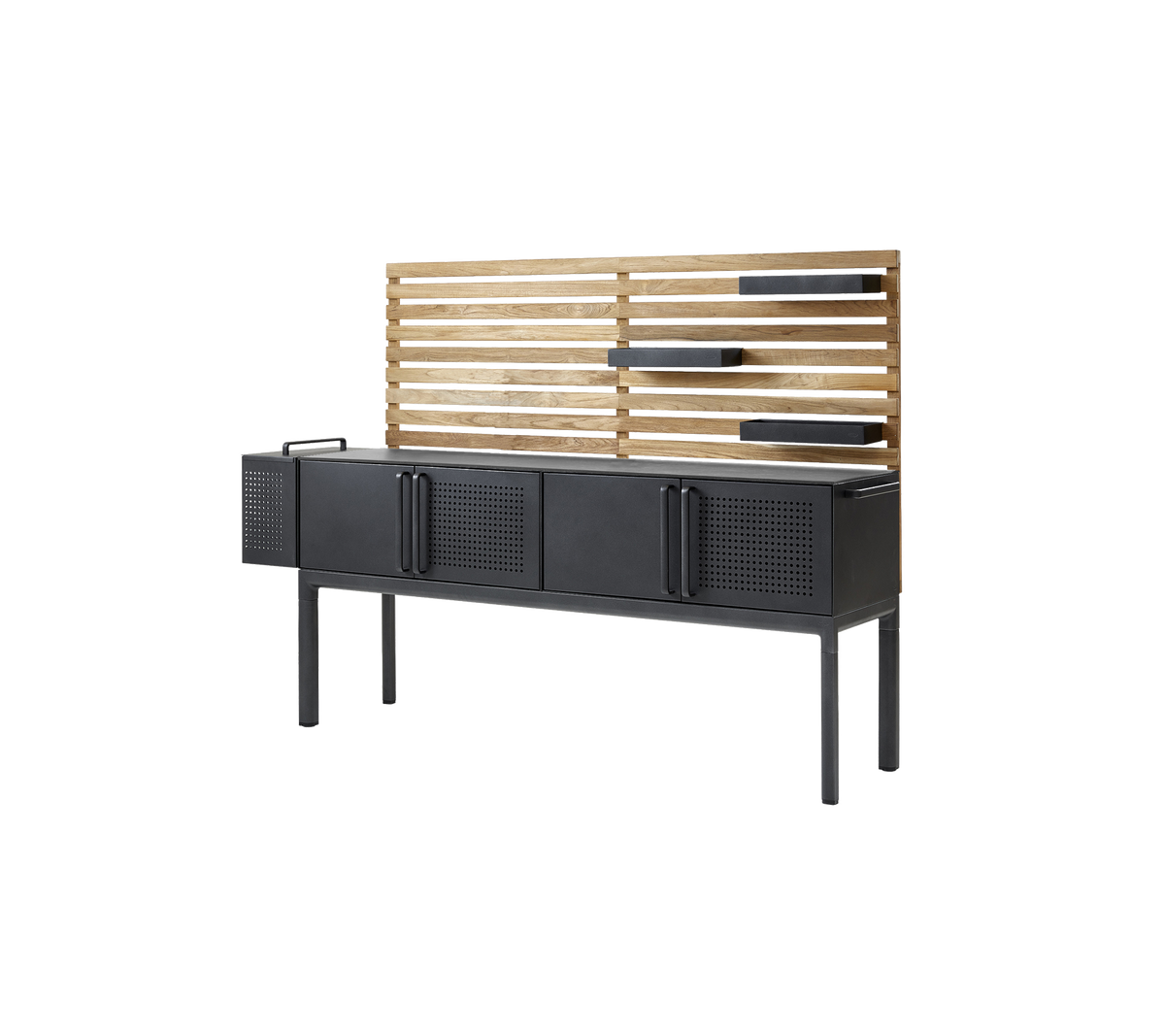 Cane-line Drop utekjøkken hovedmodul 226 cm – Fossil black, keramikk / Teakvegg