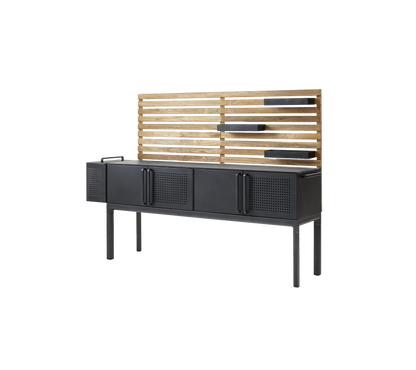 Cane-line Drop utekjøkken hovedmodul 226 cm – Fossil black, keramikk / Teakvegg