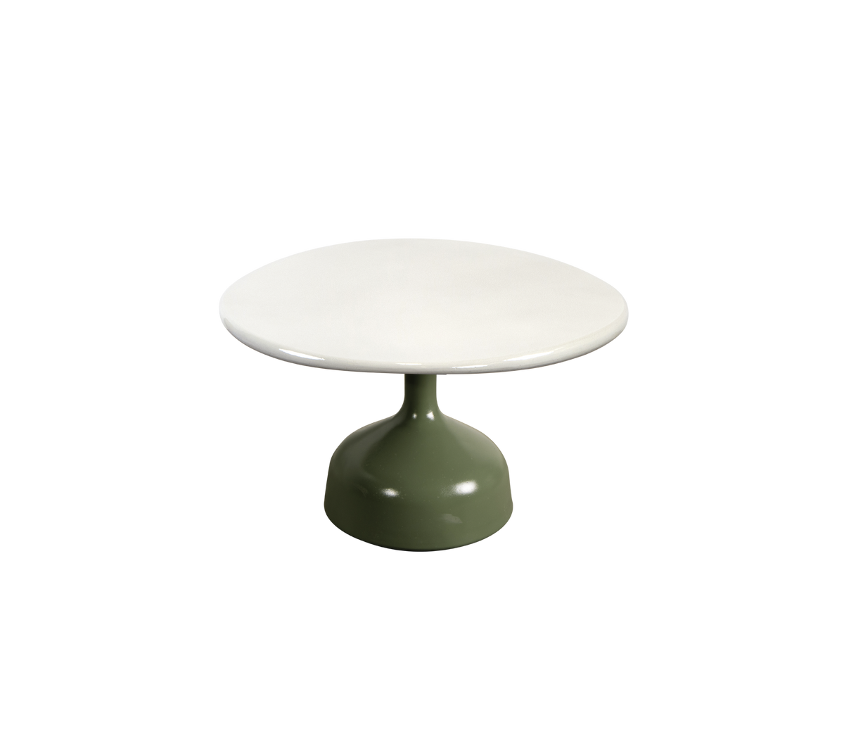 Cane-line Glaze sofabord stor – Olive green, semi glossy aluminium / Sand, glasert lavastein