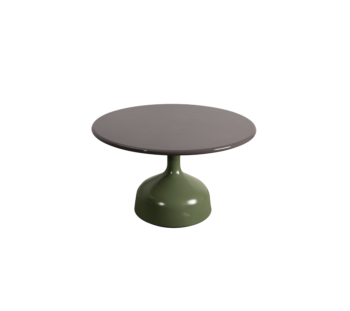 Cane-line Glaze sofabord stor – Olive green, semi glossy aluminium / Taupe, glasert lavastein
