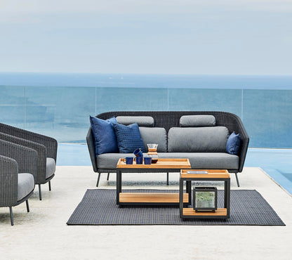 Cane-line Level sofabord 48×48 cm, lava grey aluminium – miljøbilde 1