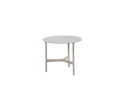 Cane-line Twist sofabord liten Ø45 cm – Sand, aluminium / Fossil grey, keramikk